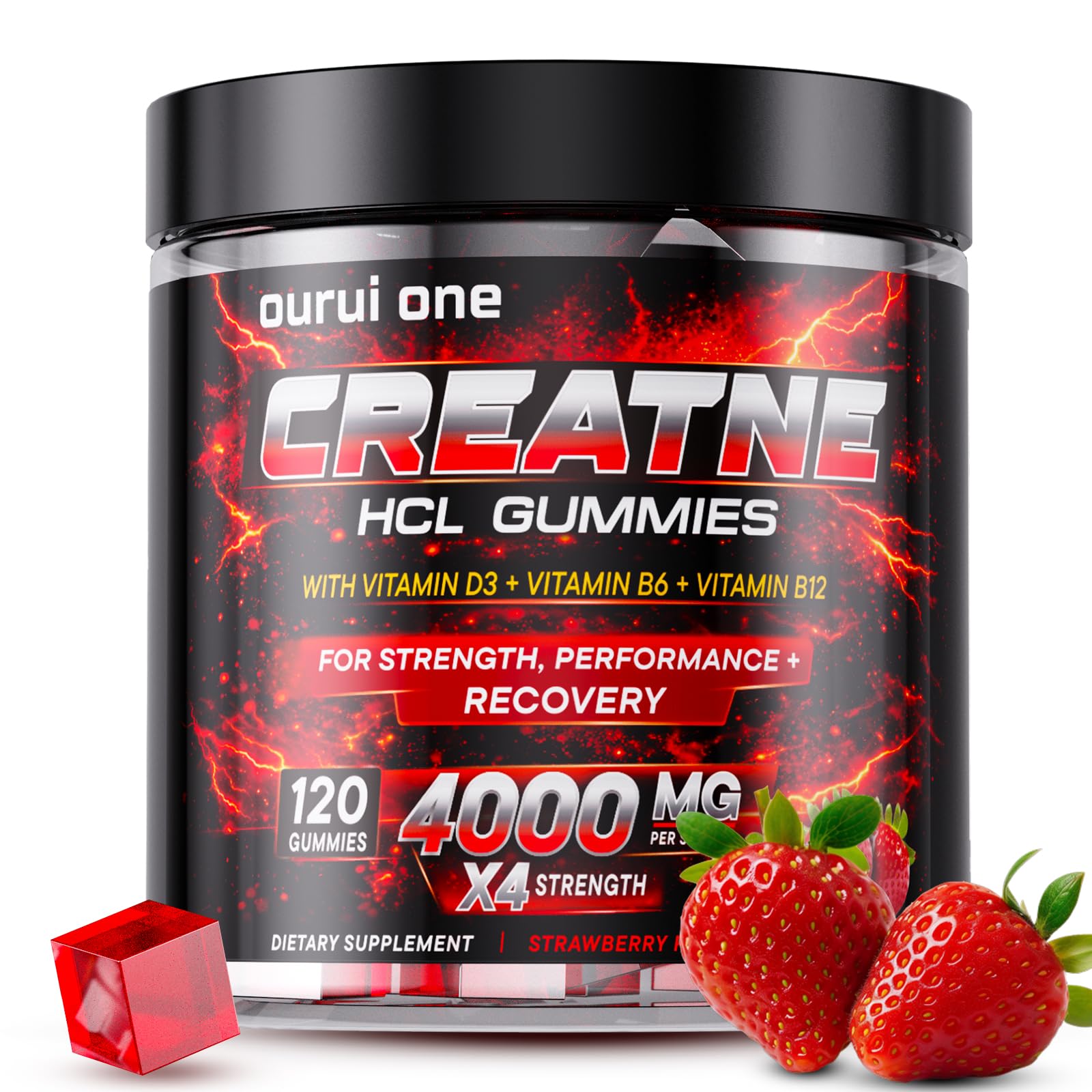 ourui one Creatina HCL em Gomas 4000 mg por Porção, 120 Gomas