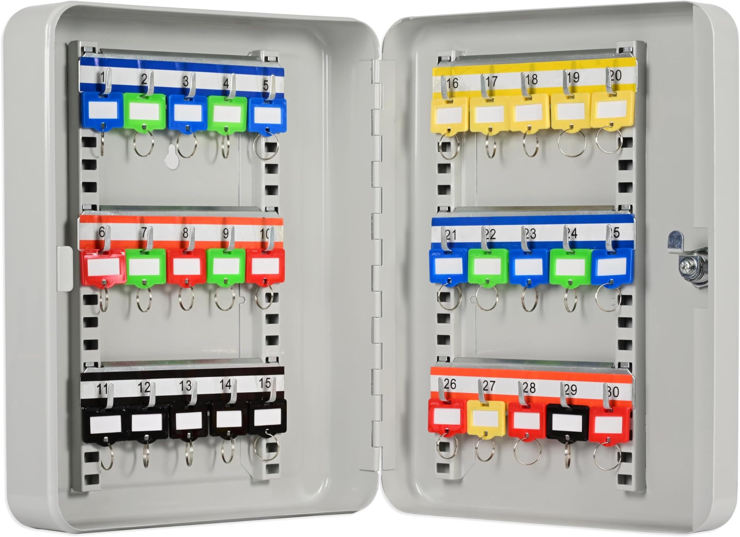 FIS Steel Key Box, 30 Keys Capacity, 300x240x80mm, Grey, Metal - Fskcts30 | Wall Mounted