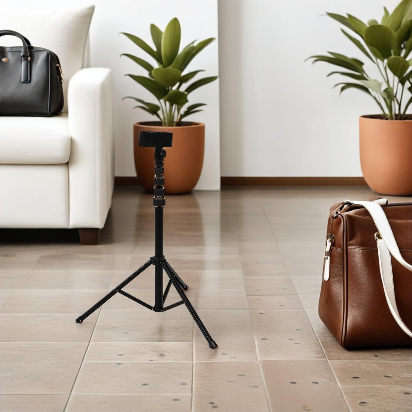 Soporte para Secador de Pelo de Suelo Plegable con Clip Antideslizante, Altura Ajustable hasta 2 Metros, Manos Libres para Baño, Salón Profesional y Viaje