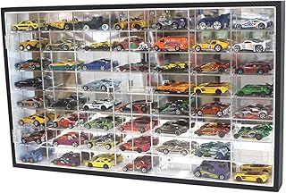 Hot Wheels 1/64 Scale Diecast Display Case Storage Cabinet Shelf Wall Mount Rack for 56 Hot Wheels(Black, 2 Doors)