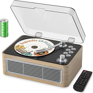 CD Player Portable Bluetooth Kegaudio CD Players for Home with Speakers 3600mAh Rechargeable & Radio & Remote Control Vintage CD-Player Support USB/AUX Playback Headphone Jack