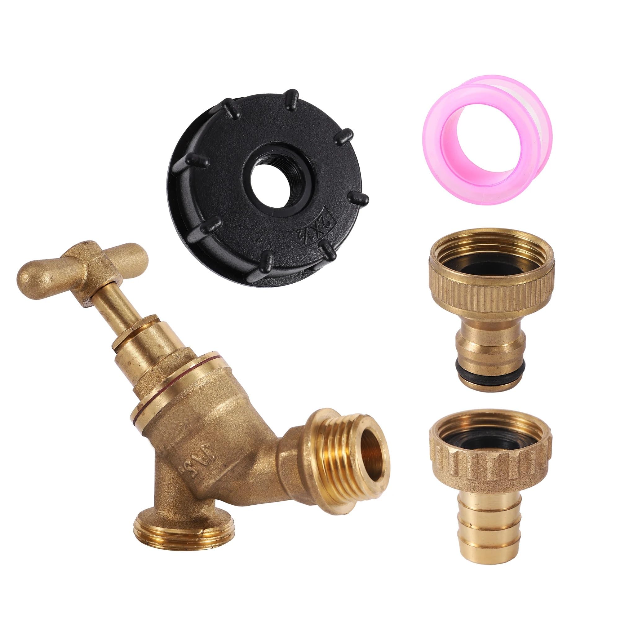 Mosiężny kran do zbiornika IBC S60X6, adapter G1/2", narzędzie zaworu z zaworem kulowym kranu węża ogrodowego(4293)