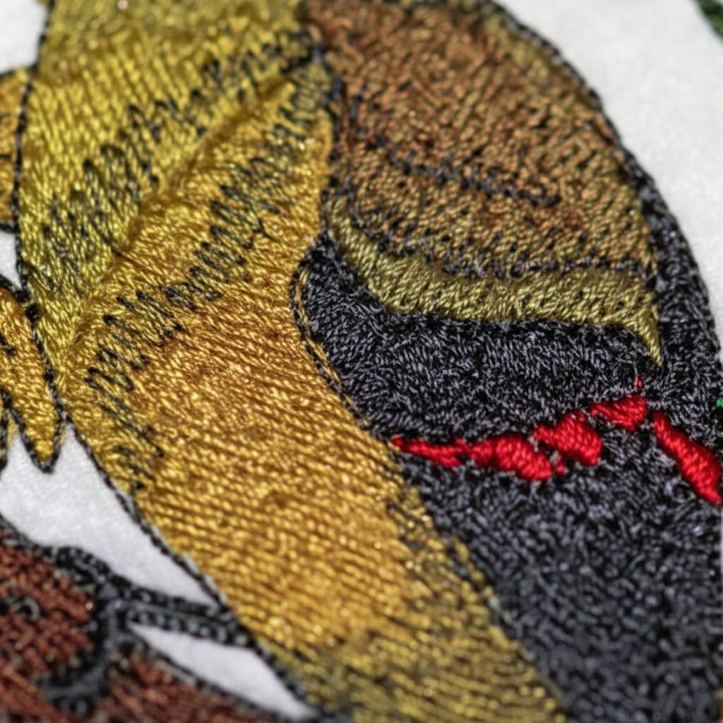 Nature Weaved in Threads, Amazing Birds Kingdom [Cedar Waxing and Blackeyed Susan Circle [Custom and Unique] Embroidered Iron on/Sew Patch [5" *5"] [Made in USA]
