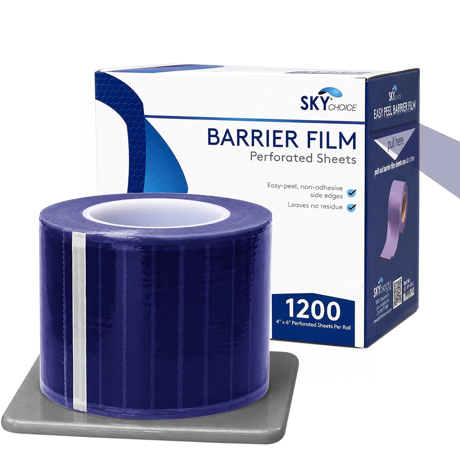Dental Barrier Film Roll, 4" x 6", 1,200 Perforated Plastic Sheets, Disposable Surface Covers for Dental Light Handles, Control Panels & Countertops, Yellow