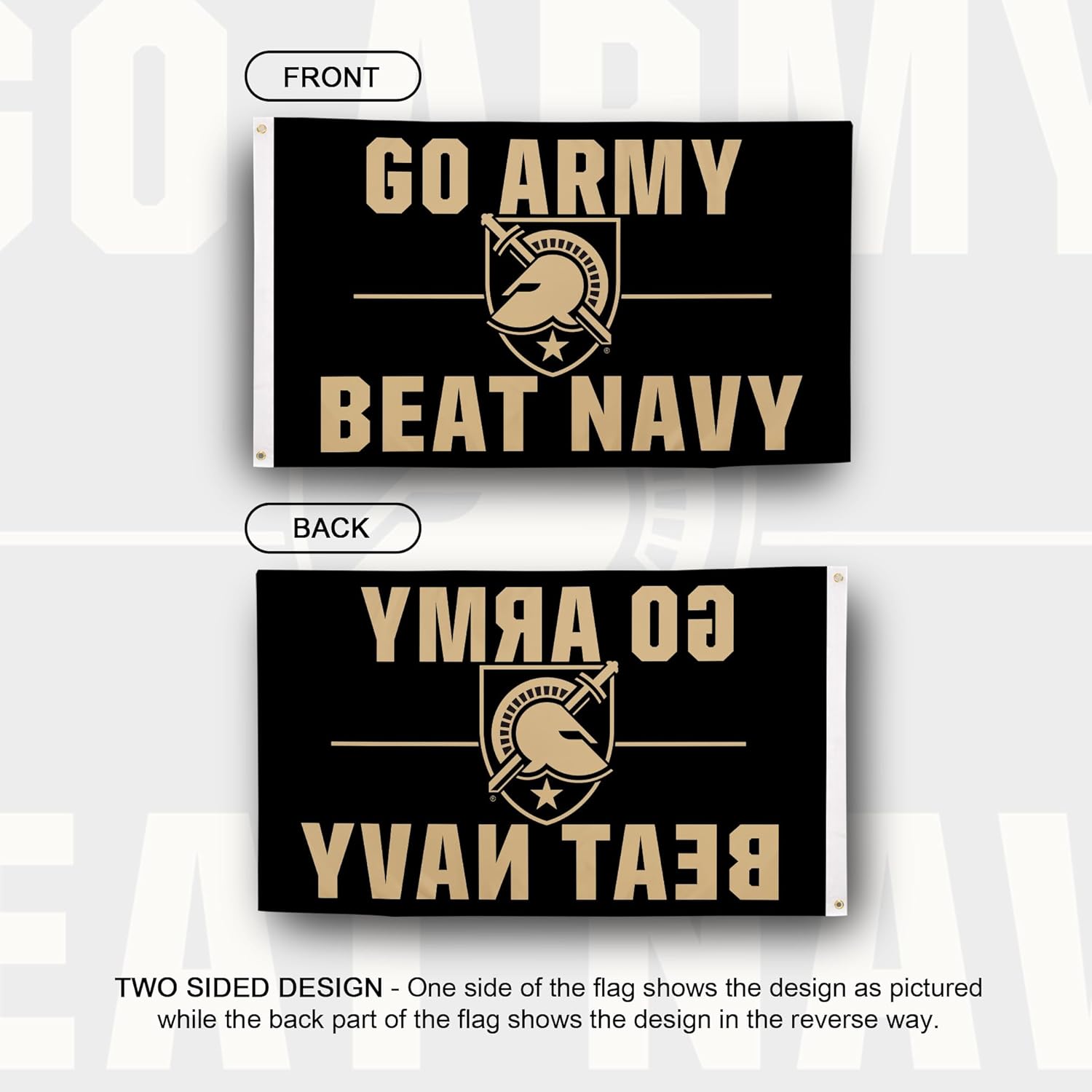Desert Cactus United States Military Academy 100% Polyester Indoor Outdoor 3x5 feet Banner SUMA Black Knights Army West Point Cadets (Flag Go Army, Beat Navy) - Image 2