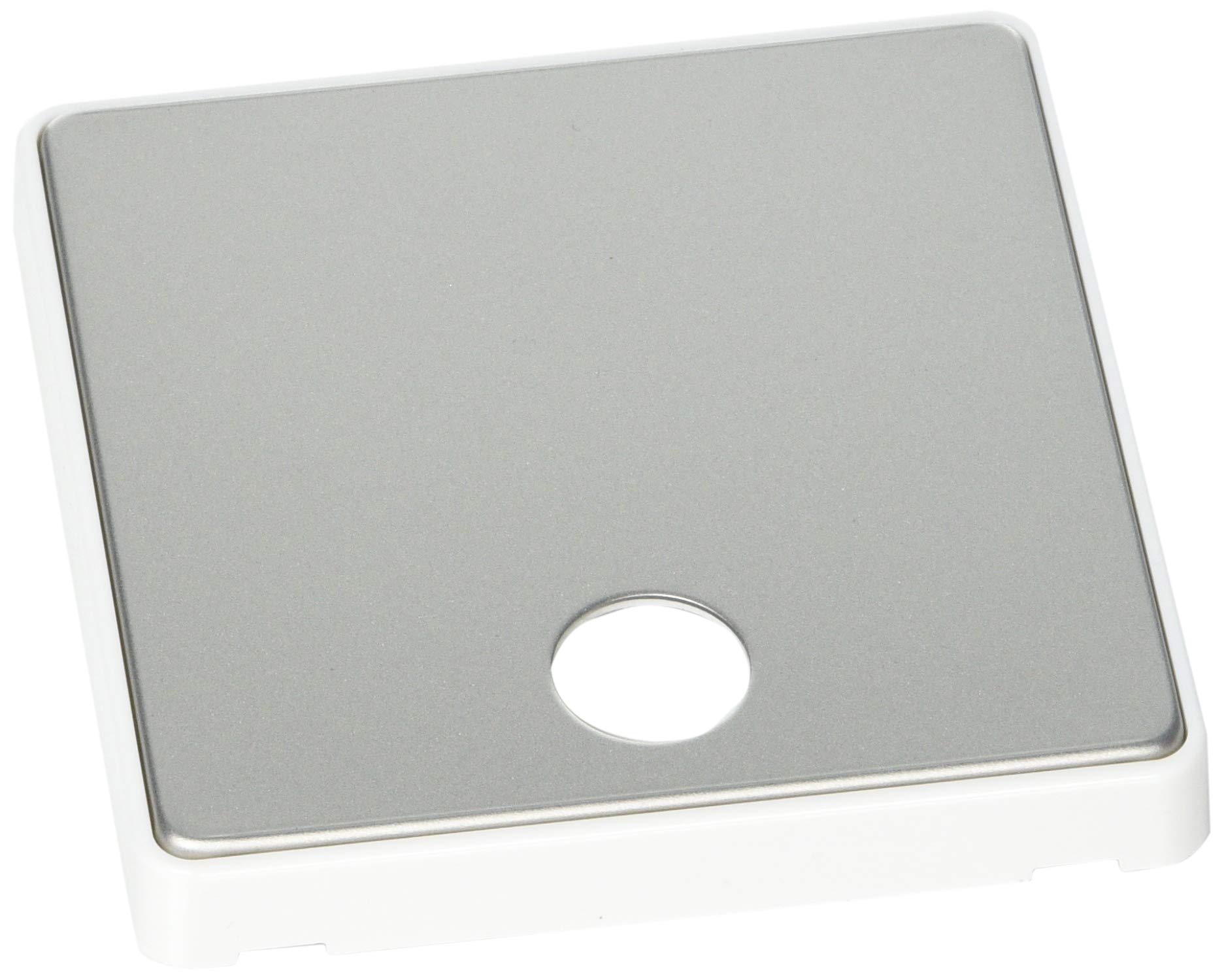 MK Dimensions 1 Gang 25A Connection Unit Flex Outlet Satin Steel Finish Frontplate with a White Trim, Satin Steel With White Insert