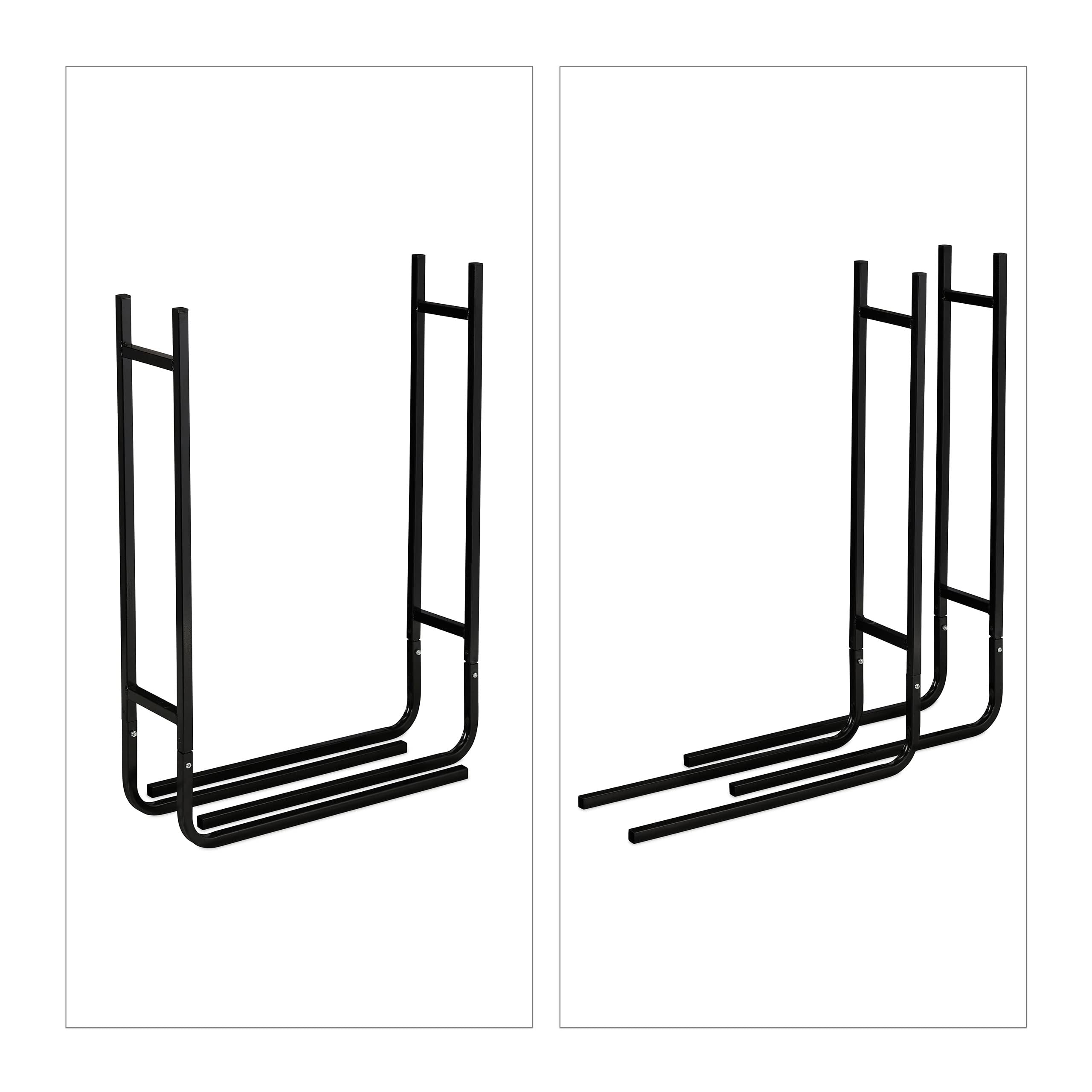 Relaxdays Scaffale Portalegna in Metallo, Fino a 100 kg, HxLxP 91x123x19,5 cm, Nero