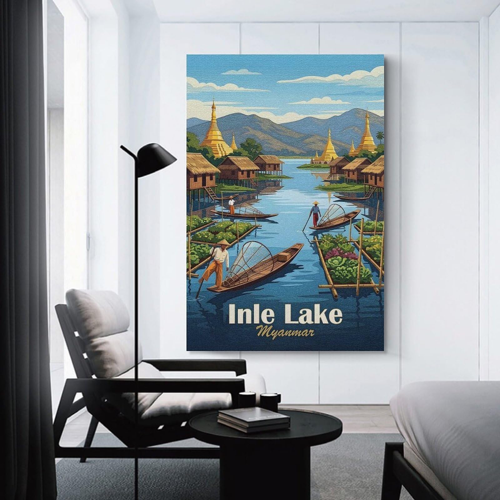 Junmoney Inle Lake, Myanmar Travel Decorative Wall Artwork, 20x30inch(50x75cm), for Work Areas, Reading Rooms Or Studios, Wall Art That Adds Style to Work Areas