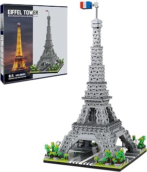 Paris Eiffel Tower Model Building Blocks Micro Brick Architecture Landmark for Display Fun Construction Gift for Kids & Adults