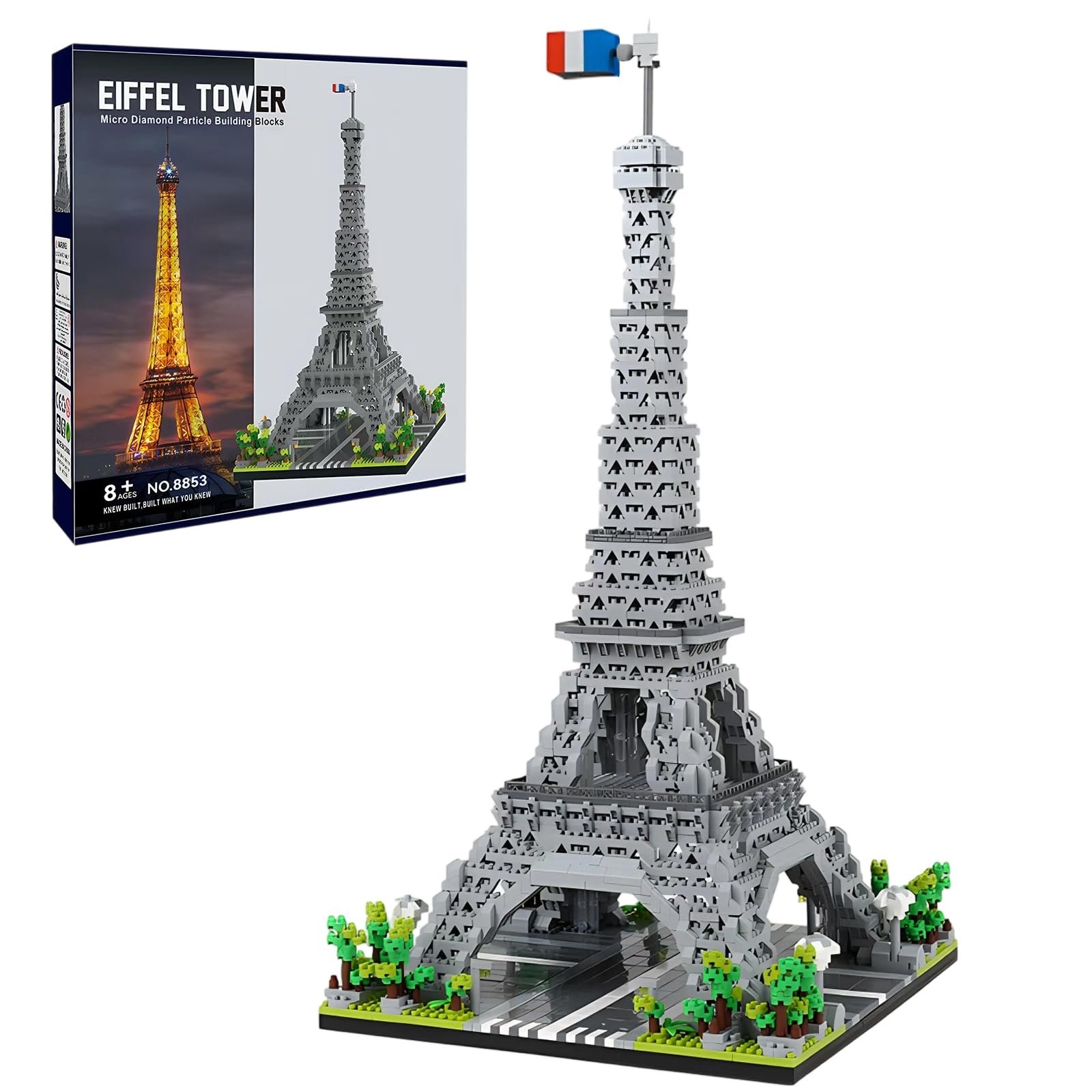 Paris Eiffel Tower Model Building Blocks Micro Brick Architecture Landmark for Display Fun Construction Gift for Kids & Adults B0FM3KHB2P