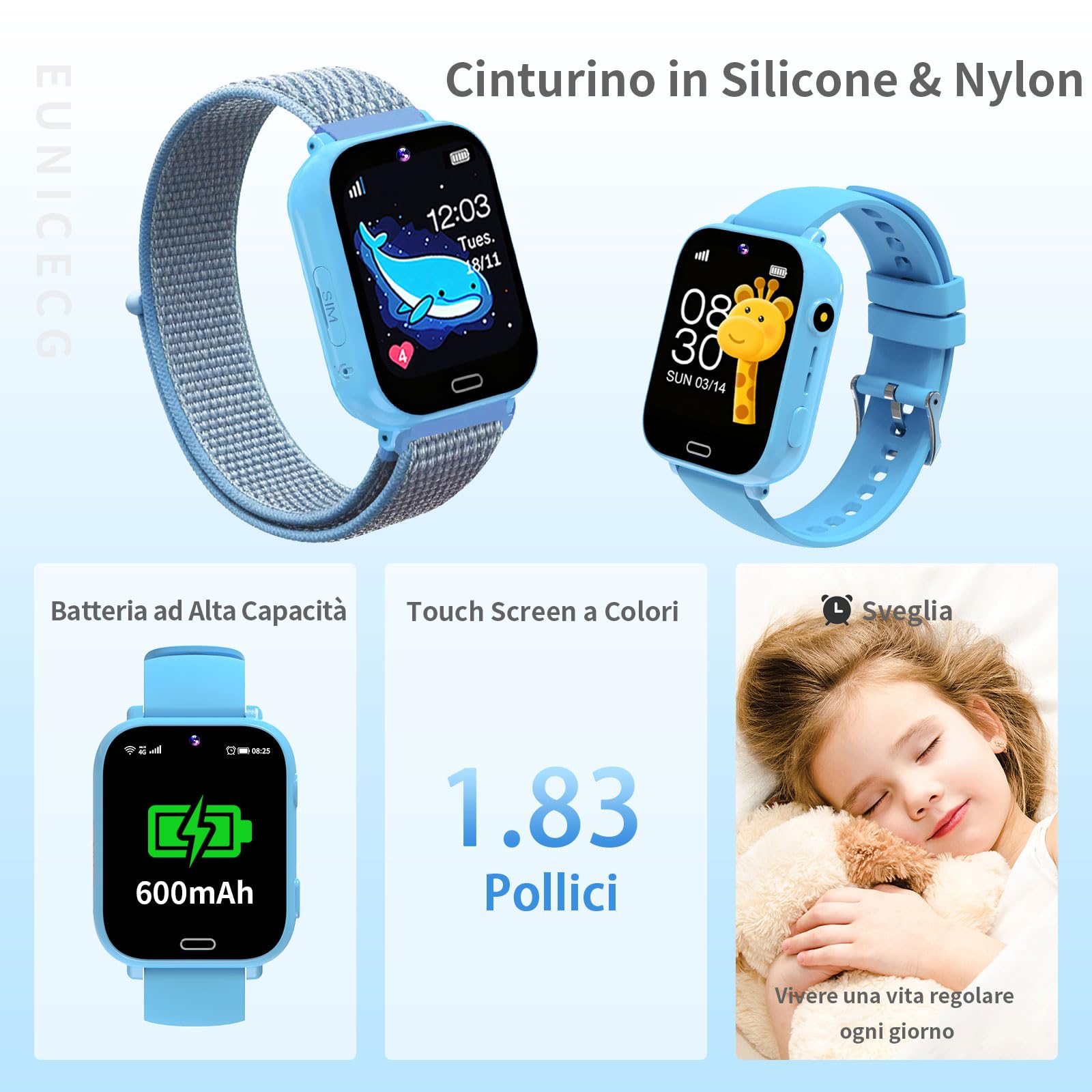 4G Smartwatch Bambini con GPS localizzatore Telefono Videochiamate Modelli di Aula Chat Vocale Giochi Sveglia SOS Calcolatrice - Digitale Orologio Smartwatch Bambina Bambino Compleanno Regalo