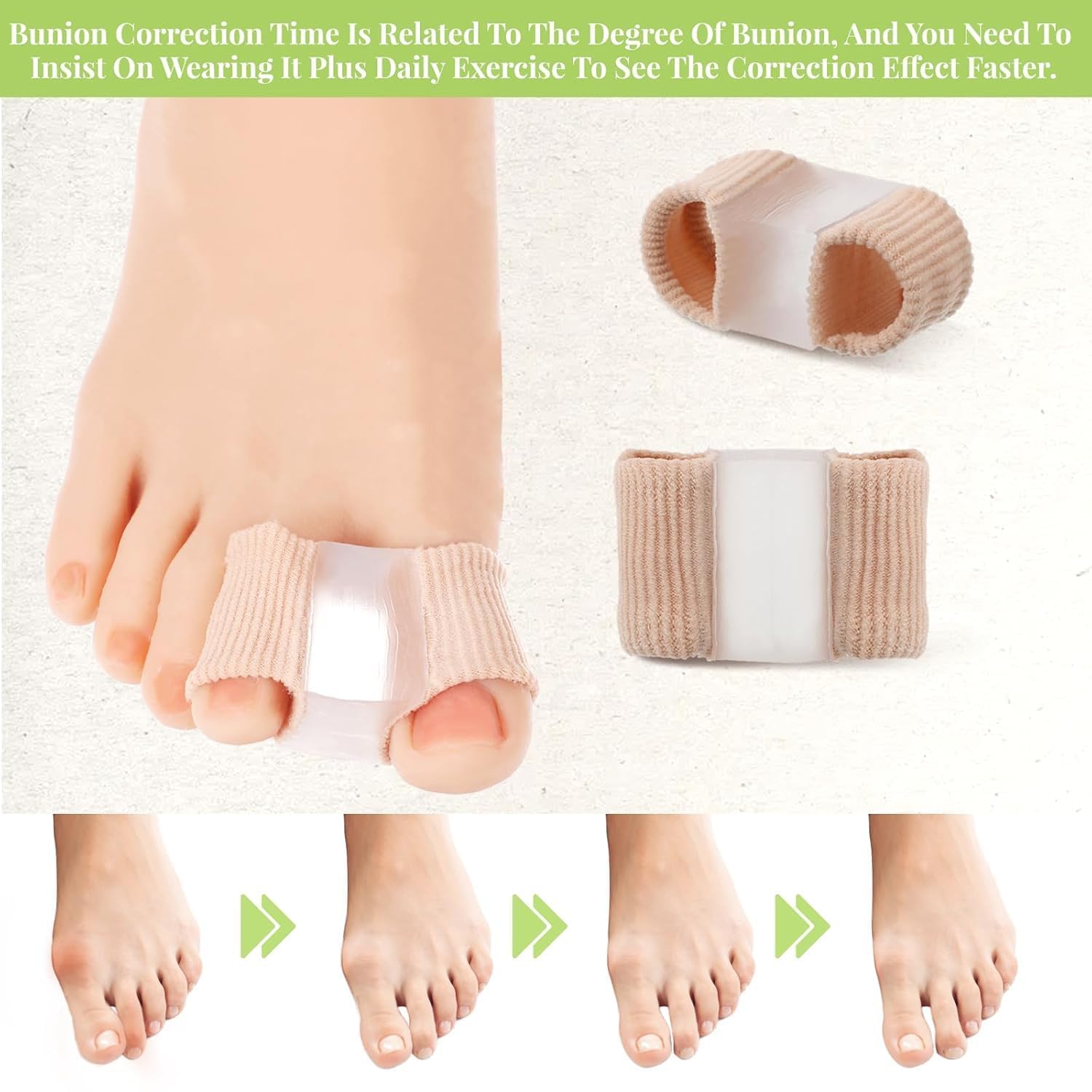 LUVINA Gel Toe Separators for Bunions – Breathable Fabric Toe Spacers with Gel Lining for Bunion Pain Relief & Hammer Toe Correction – 2-Loop Design for Men & Women (1, S) - Image 8 thumbnail