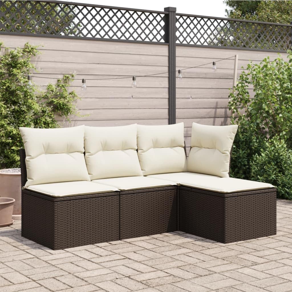 Genérico Taburete de jardín con cojín ratán sintético marrón 55x55x37 cm,Mobiliario,Muebles de jardín,Otomanas de Exterior,Marrón,7 kg,366206