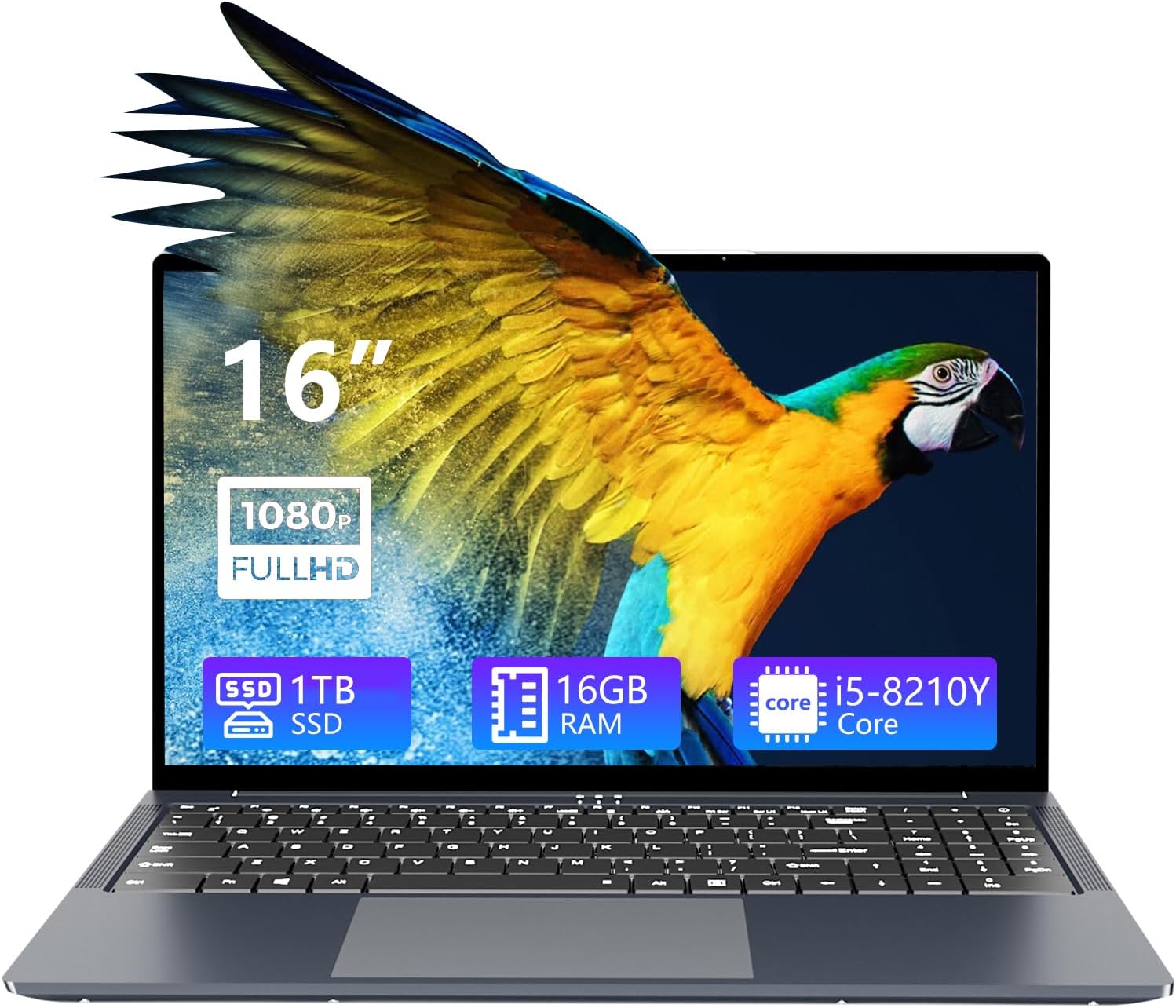 16 Inch Laptop, Core i5 Laptop PC up to 3.60 GHz, 16GB RAM 1TB SSD Laptop, FHD 1920×1200, Full Size Backlit Numeric Keypad, Mini HDMI, WiFi 5, Win11 Pro, RJ45, Type C