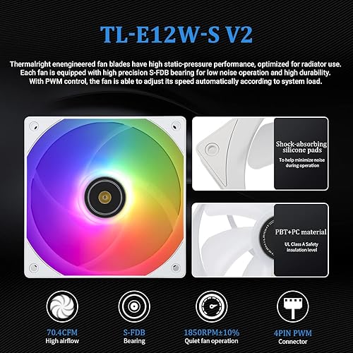 Miniatura 5 de Thermalright Frozen Prism 360 - Enfriador líquido para CPU ARGB, bomba controlada PWM eficiente de 3300 RPM, ventilador PWM serie 3 × TL-E12, piezas