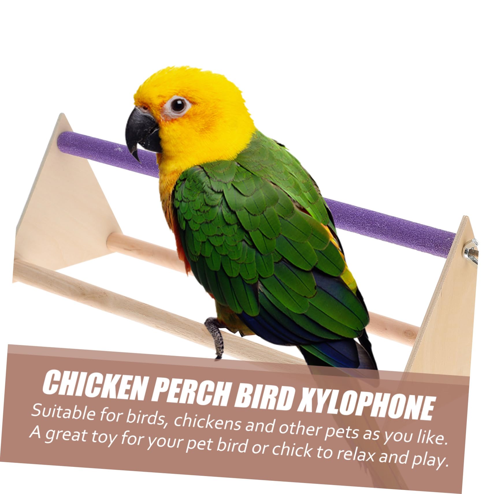 Juego de Accesorios para Aves Soporte de Madera para Pájaros, Barra de Madera para Descansar y Escalera para Gallinero, Adecuado para Relajación y Juego