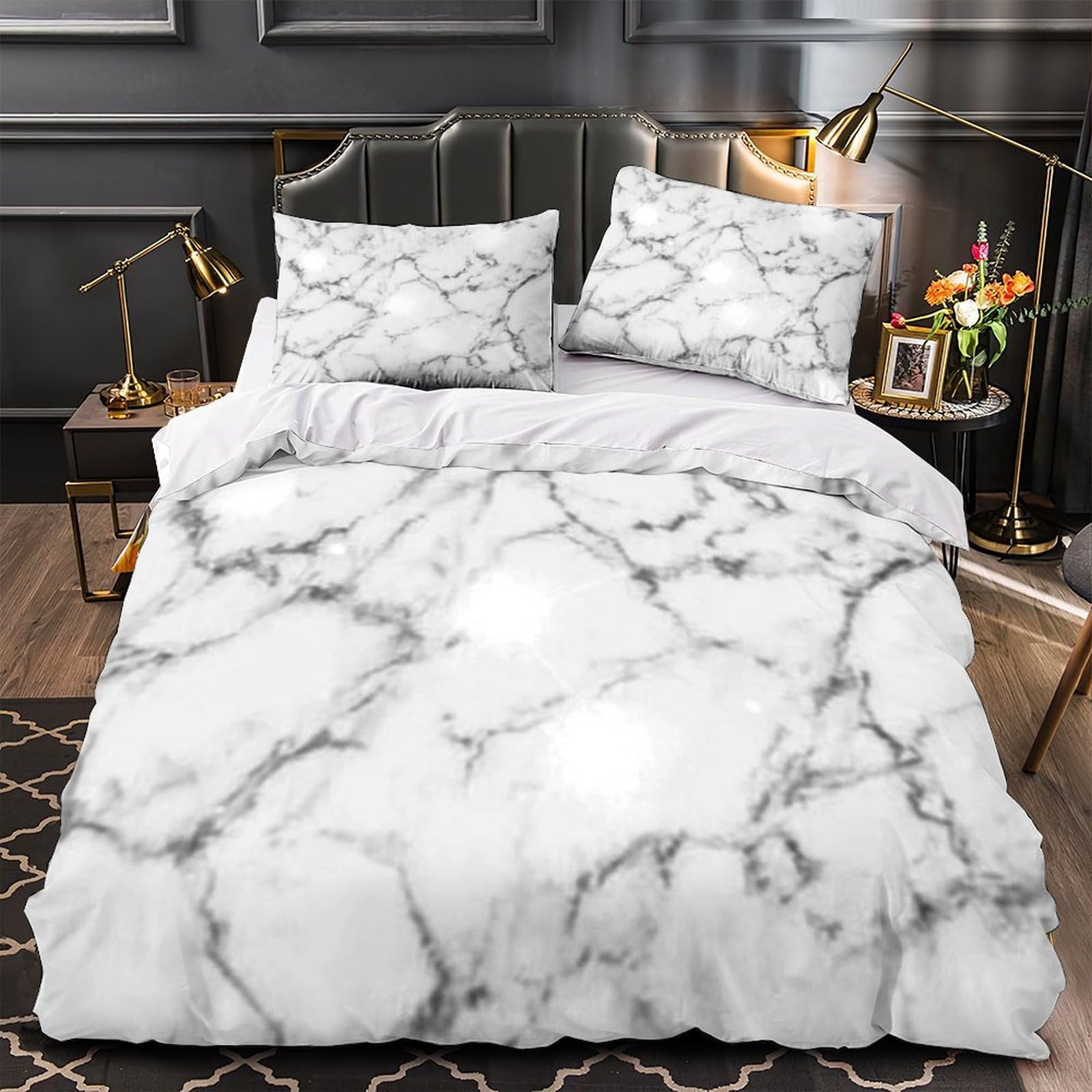 Housses de couette marbre 3D pour une chambre d'ado moderne