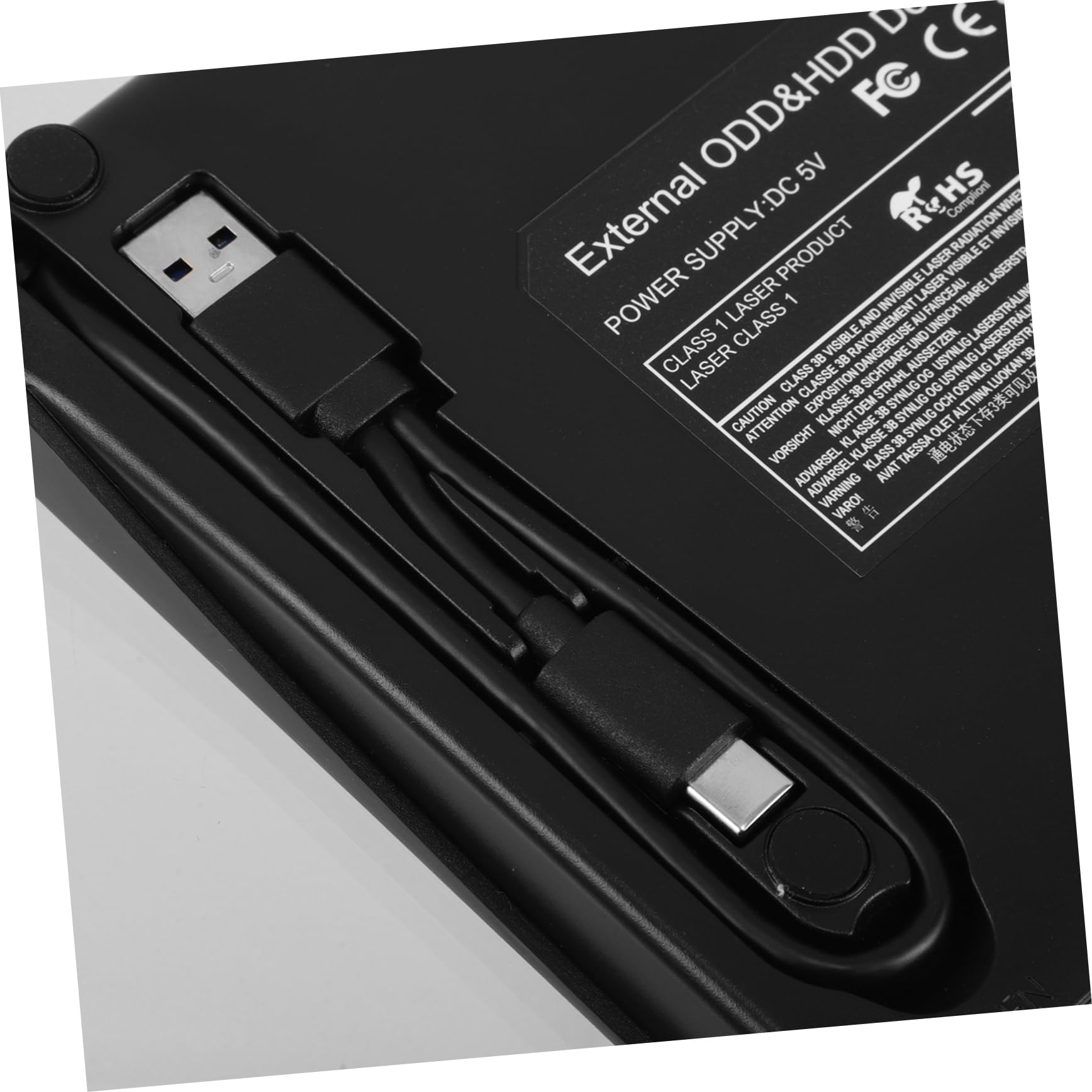 Hemobllo Masterizzatore CD Dvd Esterno Portatile per Laptop e Computer Nero | USB Type-c, Lettura Dischi Multidevice, Struttura in Plastica e Metallo