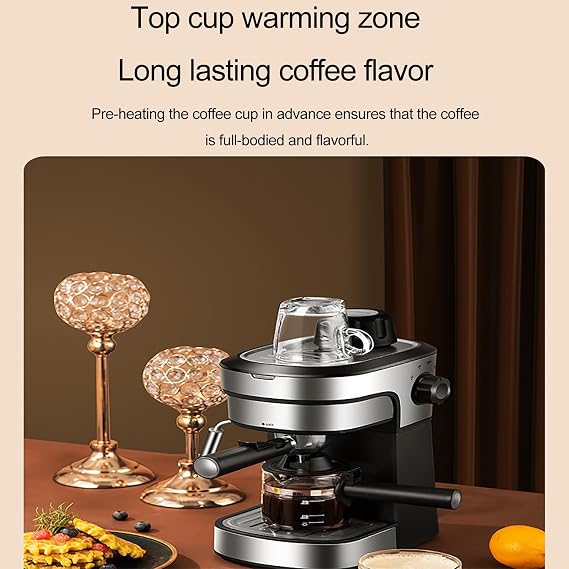 Cappuccino Machines for Home, Espresso Machine, Retro Coffee Maker, with Milk Frothing Function, 5-bar Pressure Pump, Warming Area On The Top, Suitable Making Lattes, Moch