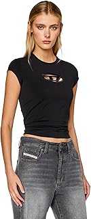 Diesel Women’s Slim Fit Logo T-Shirt – Stretch Cotton Crew Neck Short Sleeve Top, T-Angie