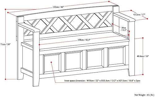 Vista 15 de SIMPLIHOME Amherst Entryway Storage Bench - 48 inch Wide Solid Wood Hallway Seat in Distressed Grey, Transitional Bench for Entryway or Living Room