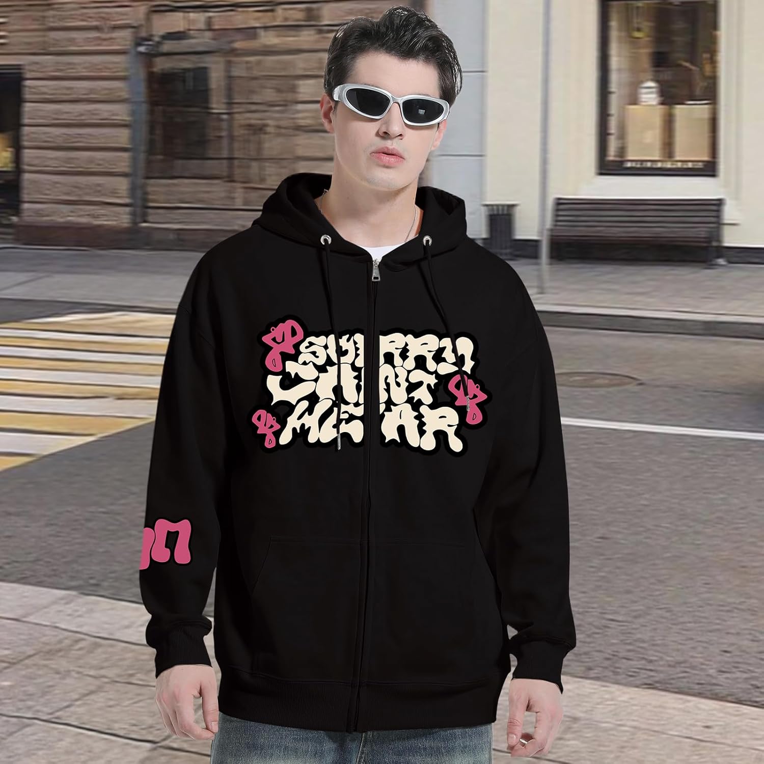 Zip Up Hoodies for Men Graphic Funny Emo Gothic Zipper Hoodie Y2k Punk Grunge Jacket Hooded Sweatshirt Goth Coat - Image 2