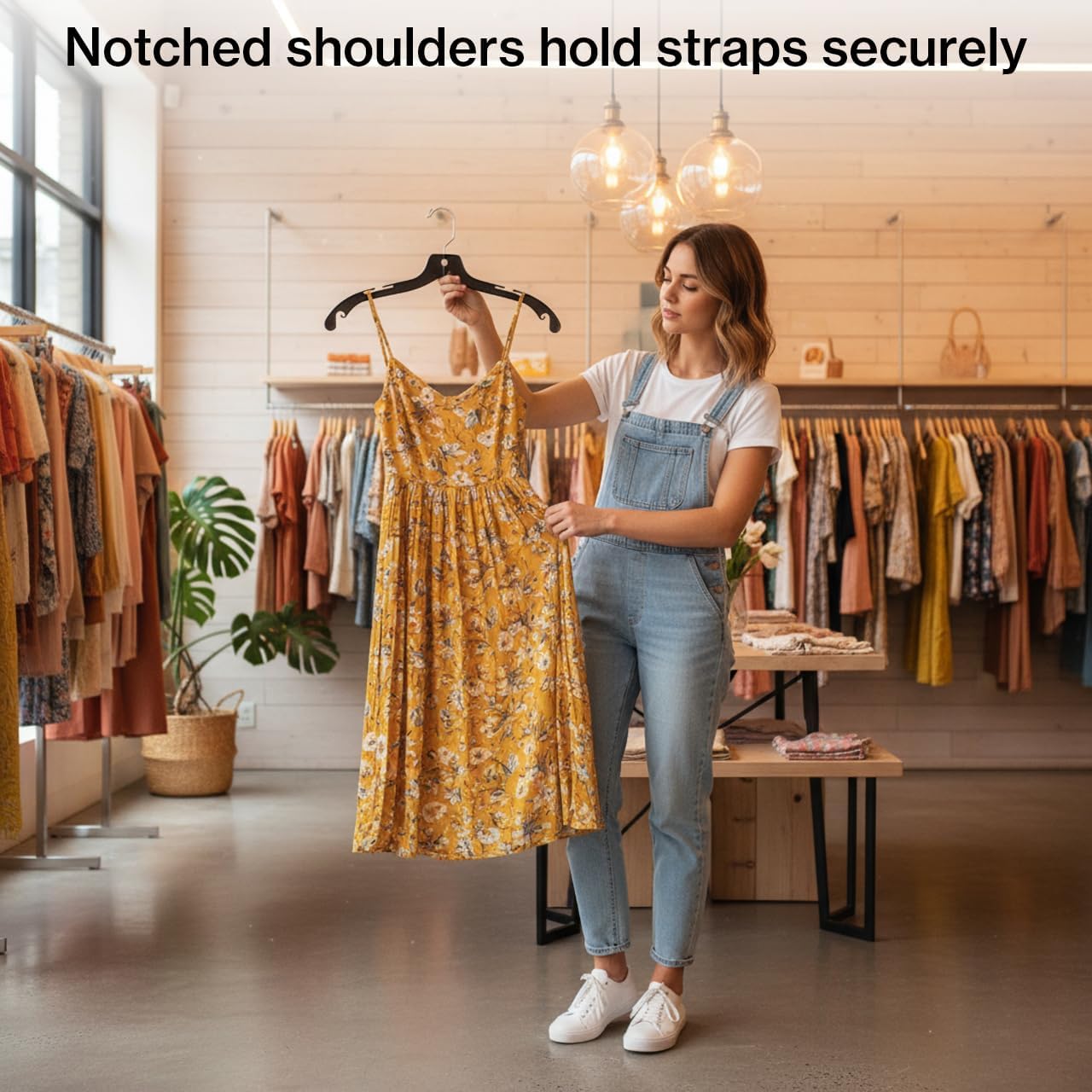 SSWBasics Dress Hangers - Set of 20 Black Plastic Hangers - 17 Inch - Durable Closet Organization Solution - Image 4