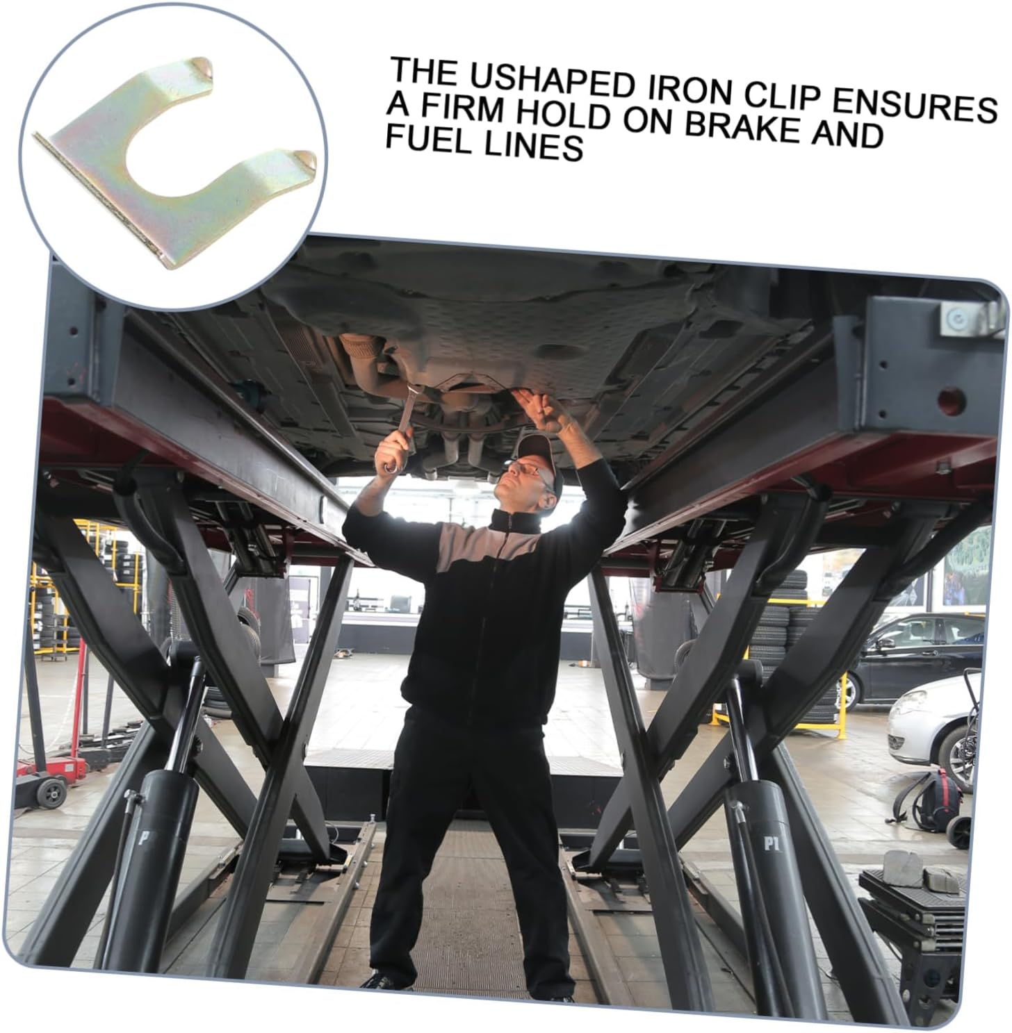 Zerodeko 10pcs Iron Line Fix Clip U-shaped Brake Lines Clip Brake Line Holder Iron Line Clamp Brake Line Connector for Brake Line