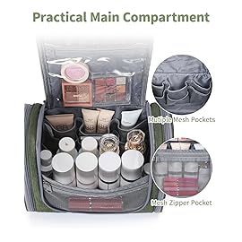 Narwey Hanging Toiletry Bag for Women Travel Makeup Bag Organizer Toiletries Bag Men for Cosmetics Essentials Accessories (Large, Army Green)