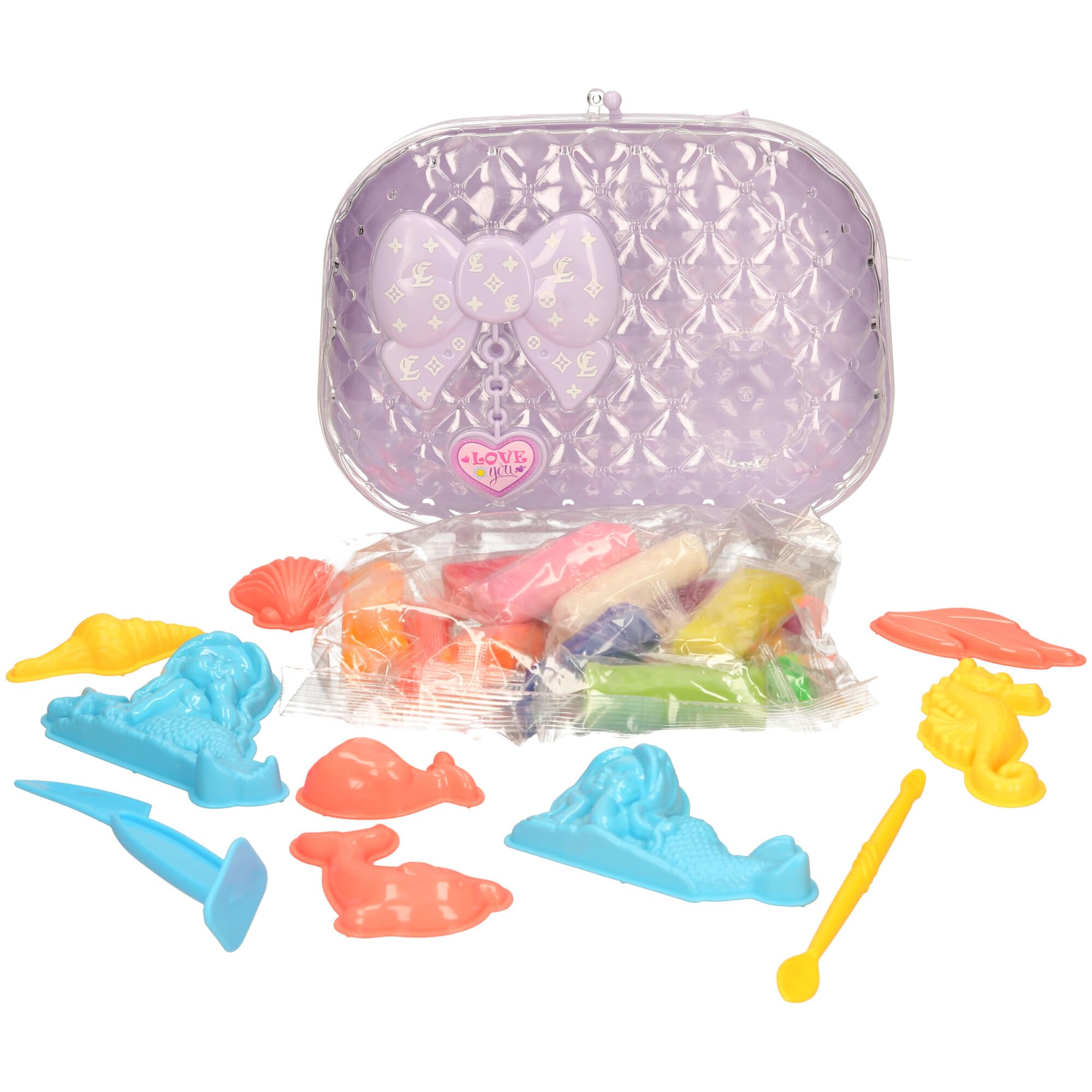 Atoz My 1st Mermaid Dough Set with Carrying Case, Sea Creatures Moulds, Ages 3+, Purple - Image 3