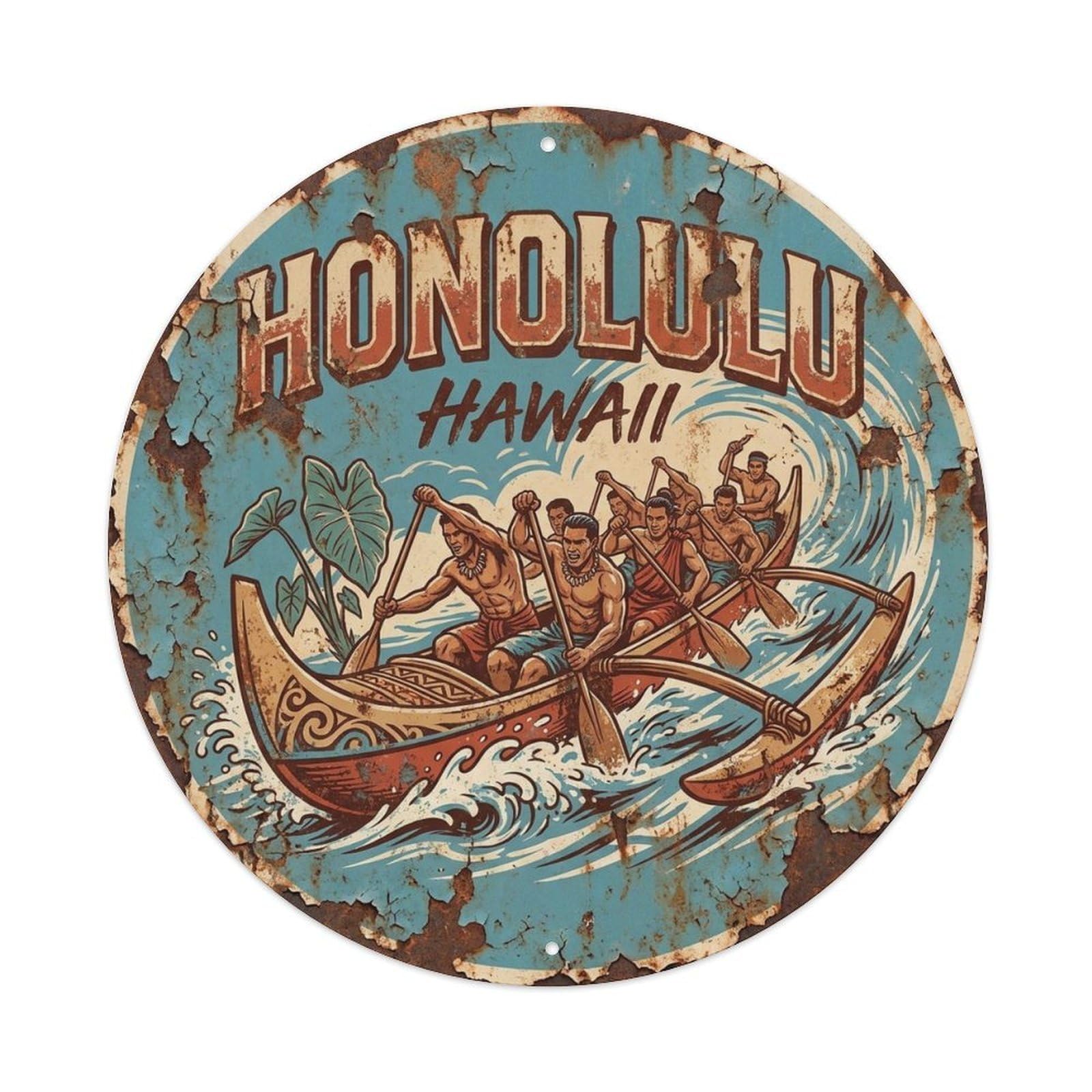 Island Town Honolulu Hawaii City Landmark Metal Tin Sign
