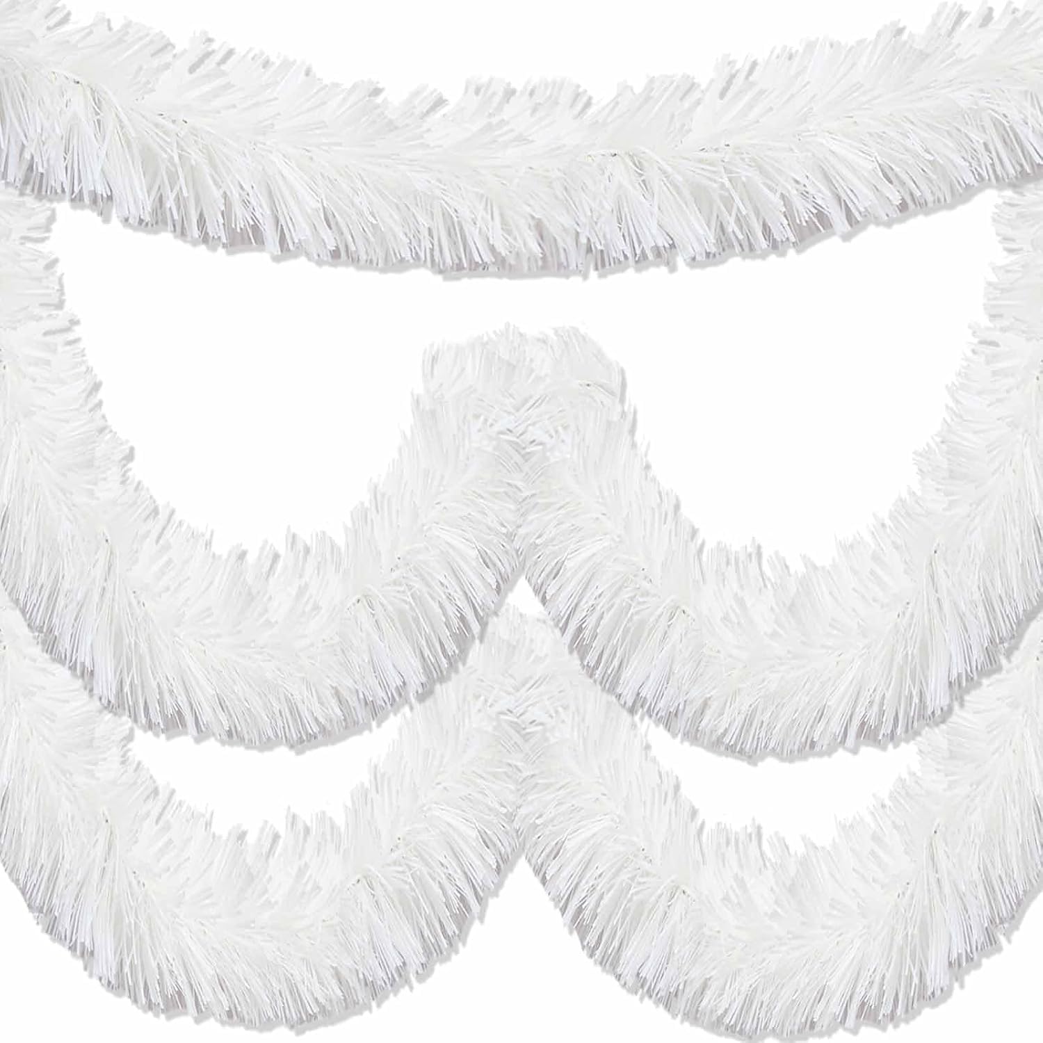 Go Hooked 3 Pcs Snow White Garland for Christmas Tree Decoration, Artificial Tinsel Garland for Home & Party Décor-image-7