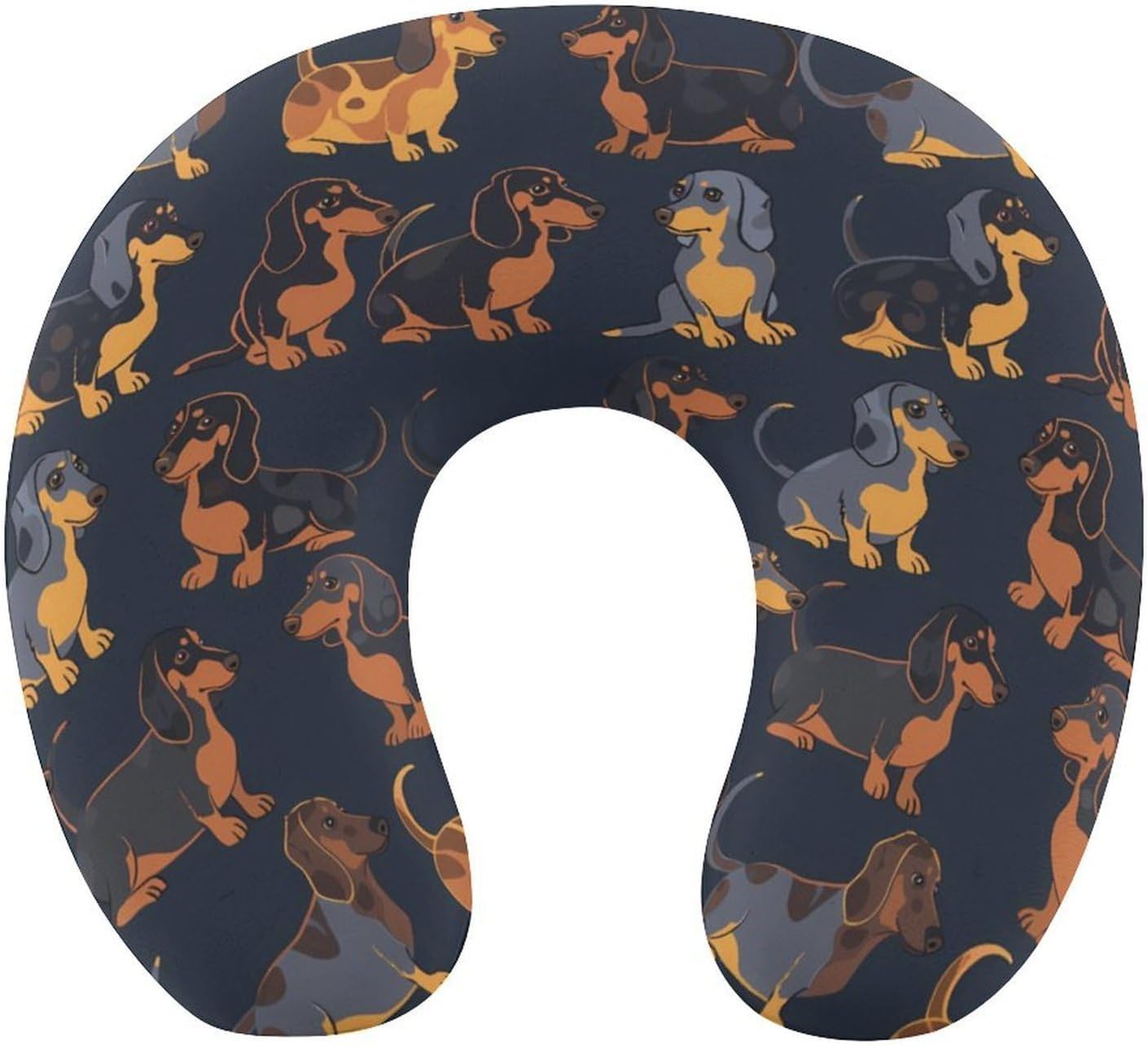 Dachshund Dog Print Blue Travel Pillow U Shape Neck Pillow Washable Pillowcase for Sleeping Chair