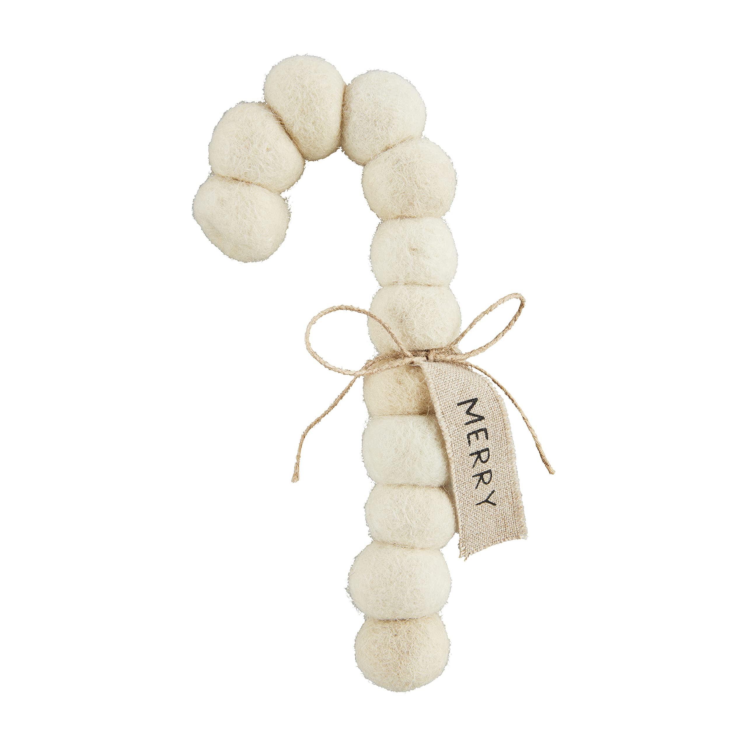 Suspension sapin Candy Cane Mud Pie Pom Ornament pour décoration de Noël rouge et blanche
