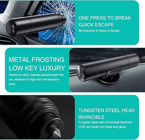 Miniatura 7 de Yumfugu 1 martillo de seguridad para automóvil, cortador de cinturón de seguridad, herramienta multifuncional de escape de emergencia dos en uno,