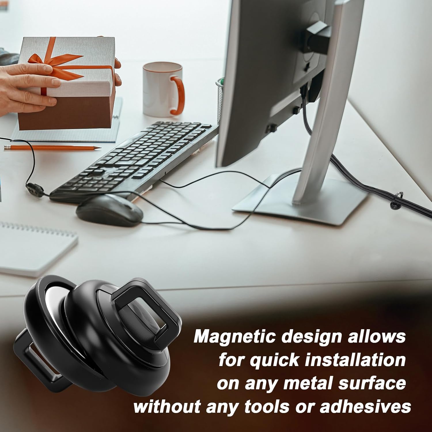 Leinuosen 60 Set Magnetic Zip Tie Mount and Nylon Cable Ties, 19 mm Multipurpose Wire Cable Holder Mount Wire Clips Management Electrical Organization Supplies (Black)