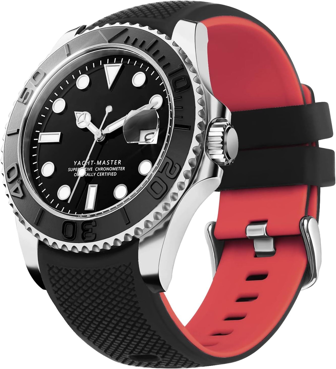 Fullmosa Watch Straps 22mm Silicone Smart Watch Strap No Gaps Compatible with Samsung Galaxy/Garmin/Huawei/Fossil for Men, Black/Red