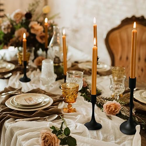 Miniatura 6 de Portavelas negro mate, juego de portavelas decorativo para velas cónicas, bodas, cenas, fiestas (3 unidades)