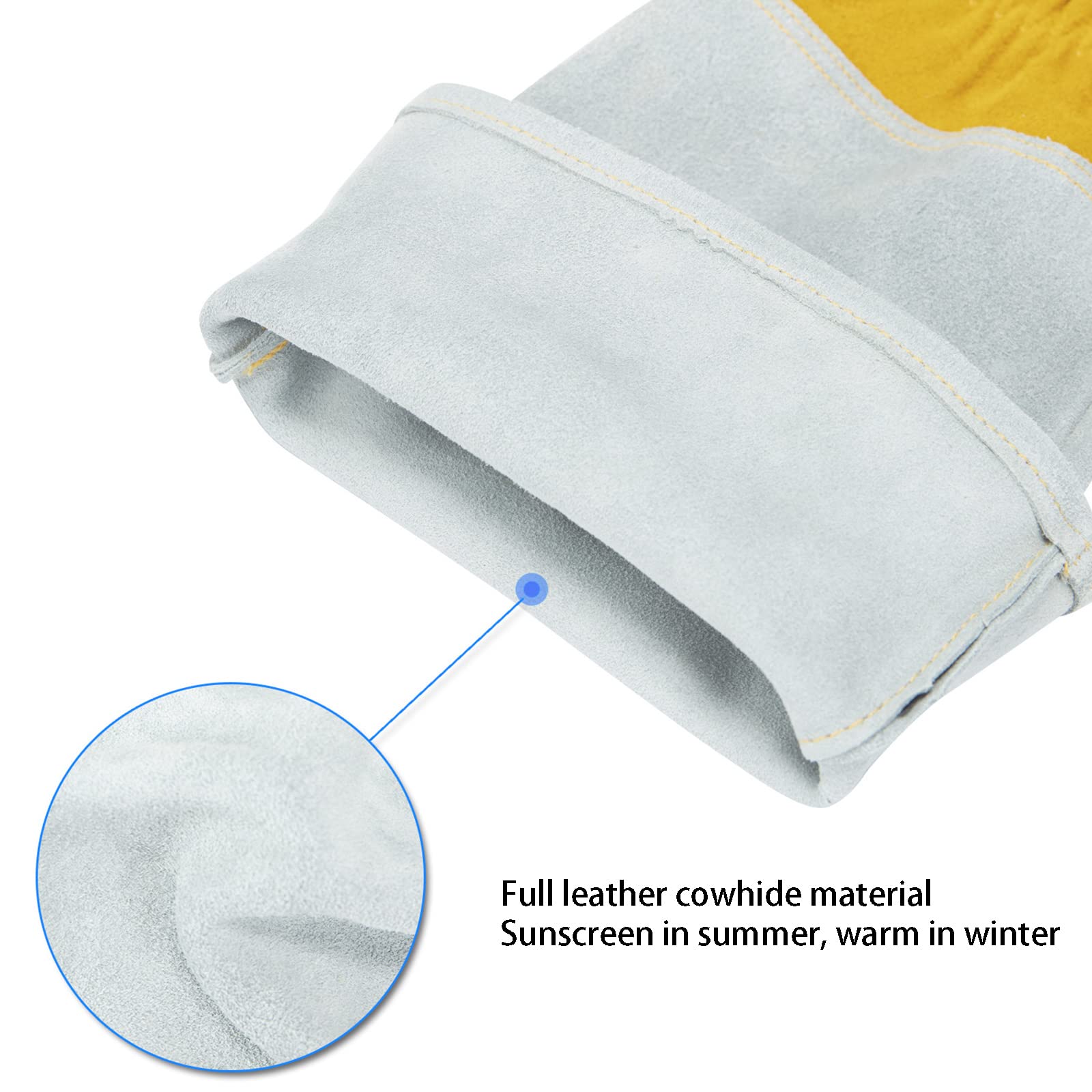 Leder Handschuhe mit Extra Langem Unterarm Schaft Arbeitshandschuhe Verstellbarer Handgelenk Gartenhandschuhe Dornensichere und Stichfeste