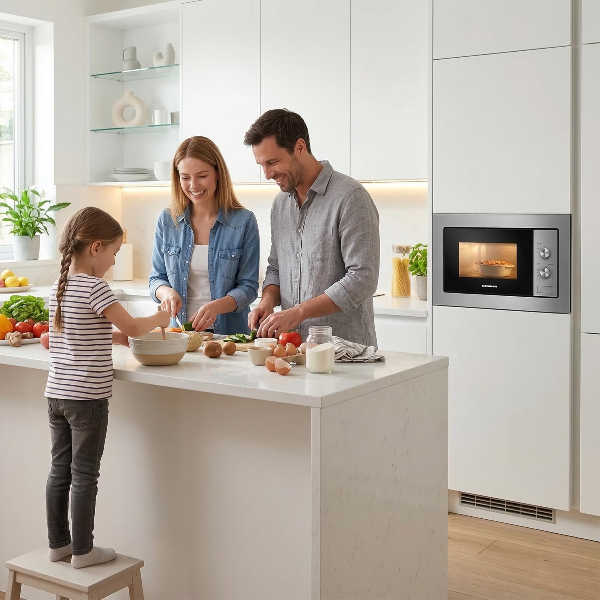 HMW-MDBI20MIX 20L Einbau-Mikrowellenofen mit Digitalsteuerung und 1000 W Schwarzes Glas - 5 Jahre Garantie (Schwarz, 20 L)