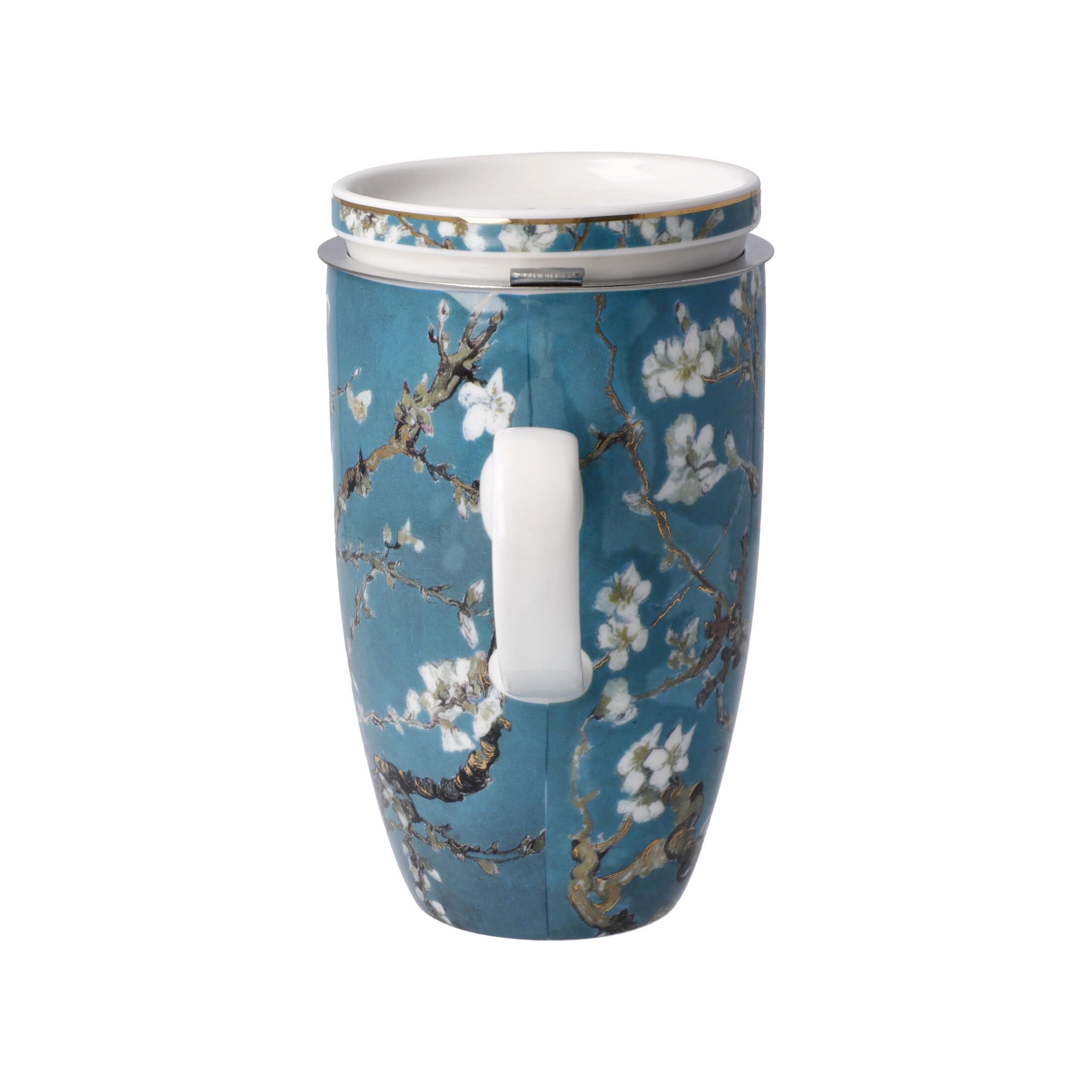 Tasse à Thé Goebel Décor Van Gogh - Amandier Bleu Avec Passoire Intégrée - Porcelaine D'os