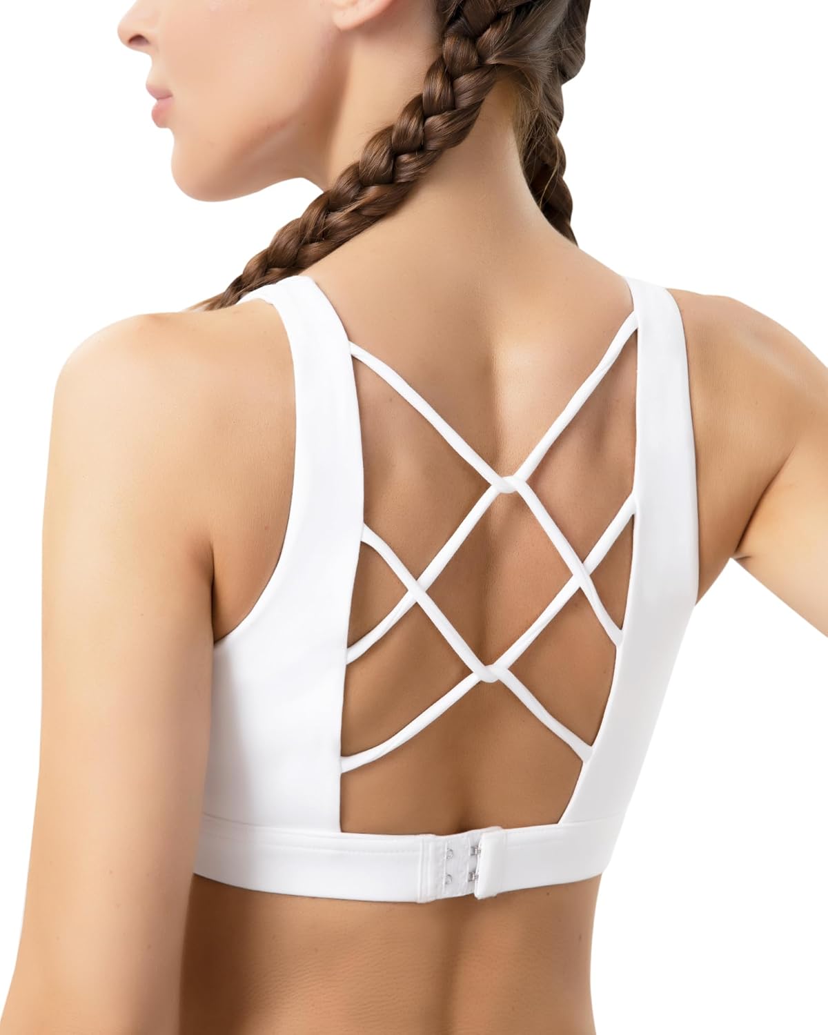 Sports Bras for Women High Support, Molded Cup High Impact Criss Cross Back Workout Yoga Bra No Removable Padded Bra