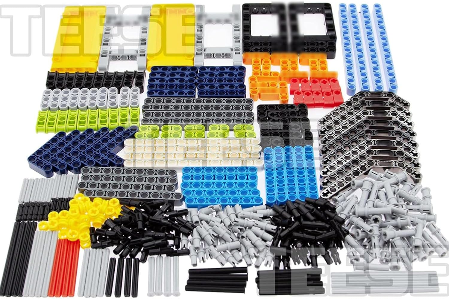 TEESE 430pcs Beam-Frame-Axles-Pins, Compatible with Technic-Parts, for STEM-MOC-EV3-Project-Track-Car-Bulk- Blocks (Random Color)