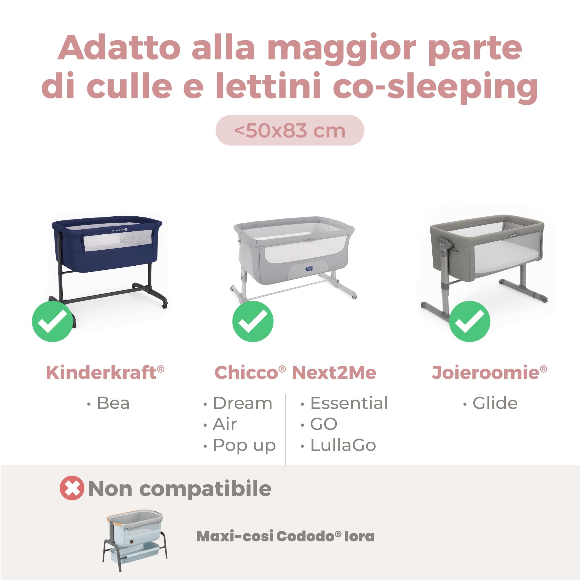Dreamzie 2 Lenzuola culla Neonato + 1 Coprimaterasso Impermeabile Lettino con Elastico - 100% Cotone Per Culla Co-sleeping, Lettino - 50x83 cm Heart