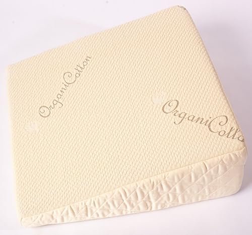 Churchill & Smith Almohada de cuña de látex natural duradera de 8 pulgadas con funda de punto elástico de algodón orgánico natural  Almohada de cuña