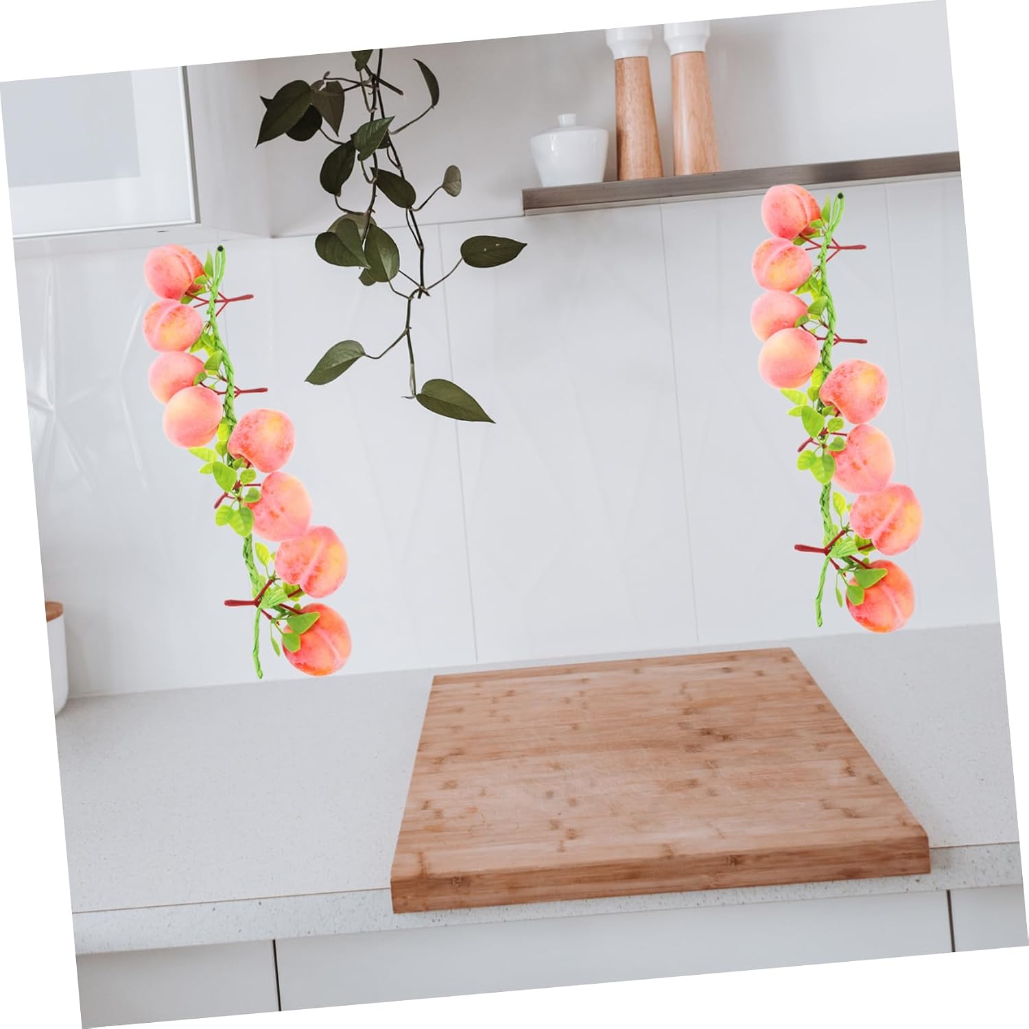 PRETYZOOM 2sets Decorative Peach Artificial Fruit Strings for Home Supplies Vivid Simulation Hanging Decor for Kitchen Props Teaching and Film Ornaments 3pcs*2