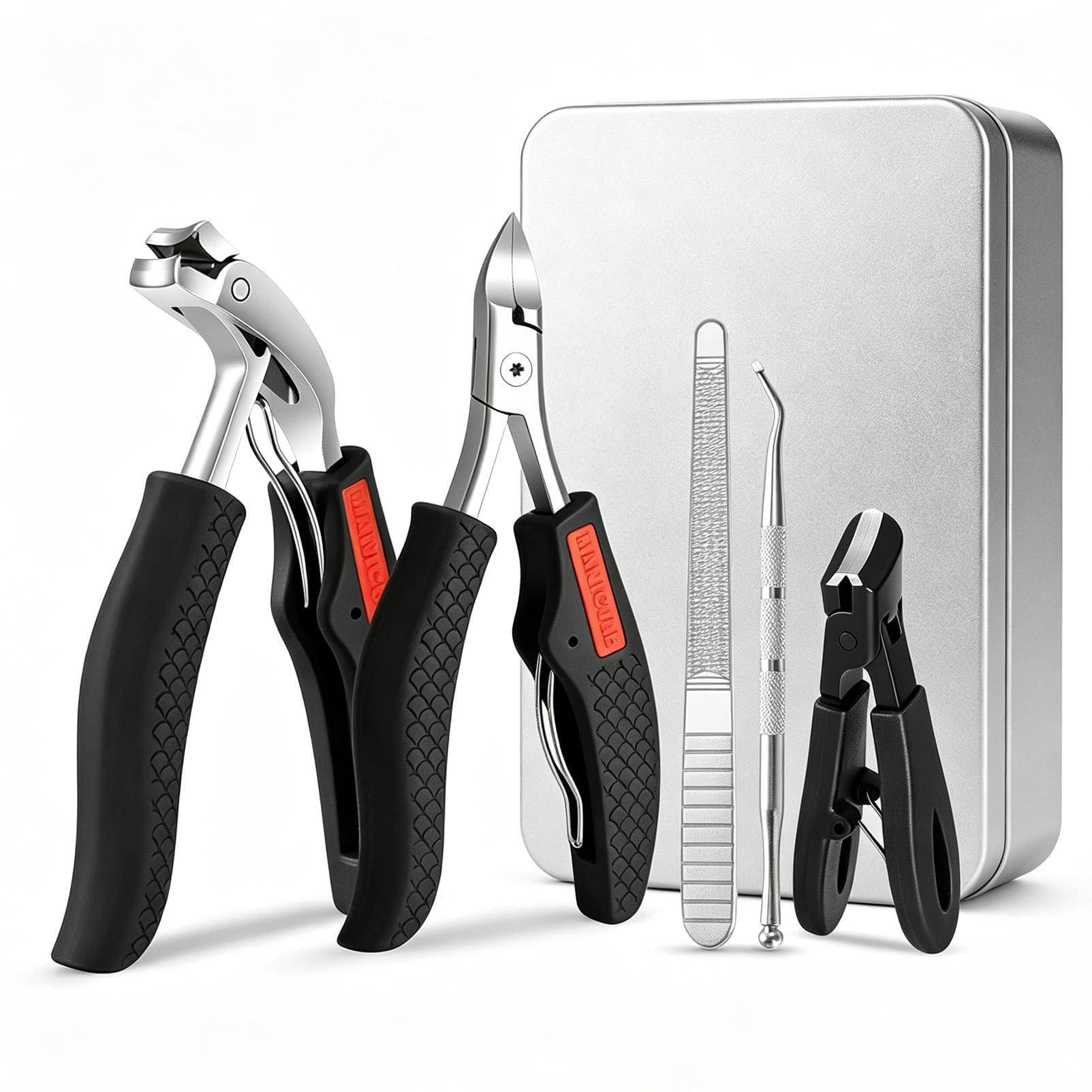 Set di tagliaunghie per unghie spesse, kit per manicure e pedicure resistente, con tagliaunghie dei piedi, tronchese per cuticole, lima per unghie e strumento per unghie incarnite, strumenti