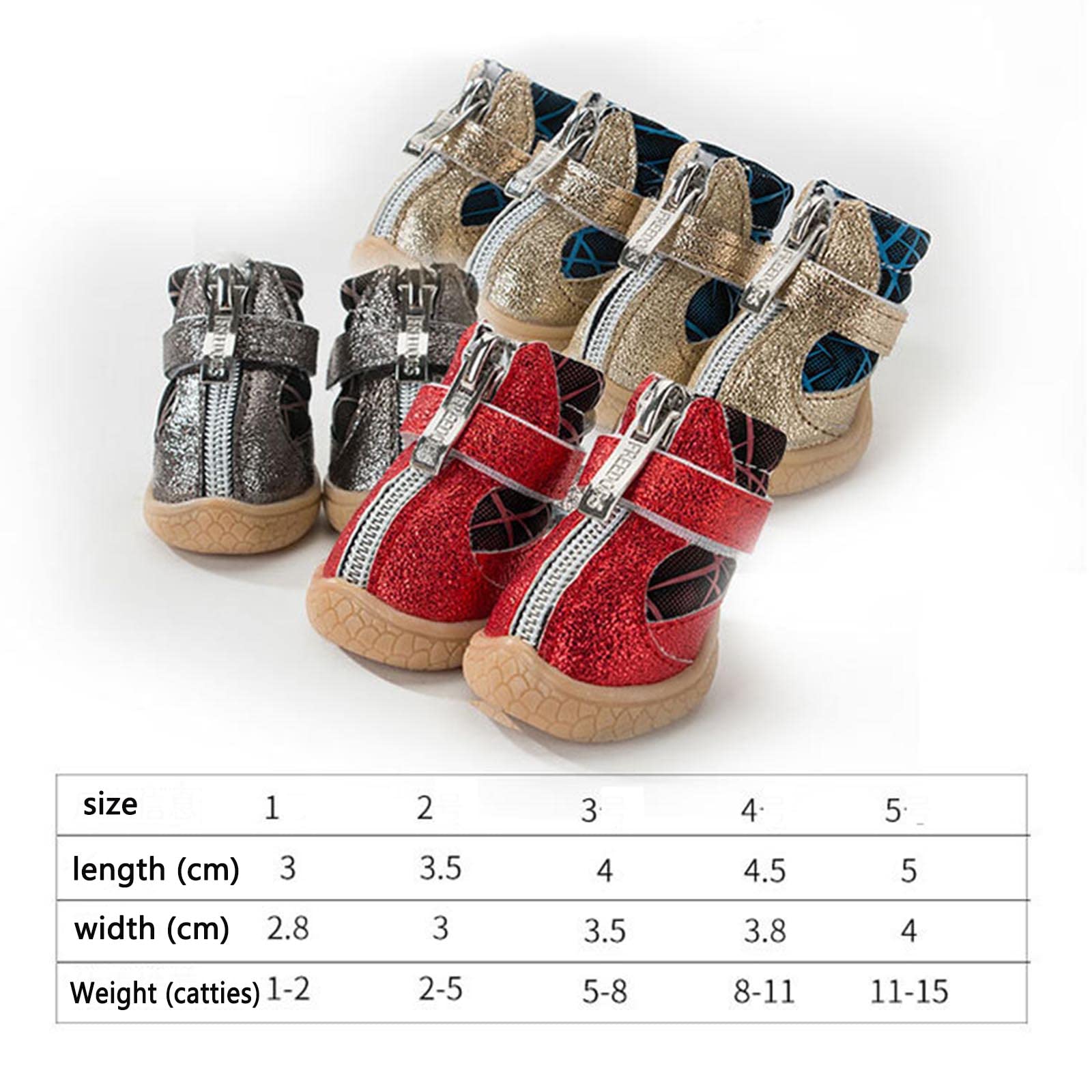 JUSHZ Hundeschuhe Pfotenschutz Dog Shoes Hund Schuhe Puppy 4er-Set Abriebfester Anti Rutsch Frühling Atmungsaktiv Reflektierender Streifen Gittergewebe Mit Reißverschluss (1,red)
