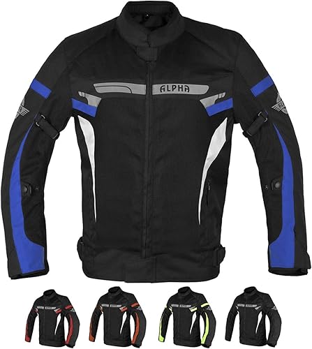ALFA CYCLE GEAR - Chaqueta de protección de malla transpirable para motociclistas, con acorazado CE, color luna azul (blue moon), talla M