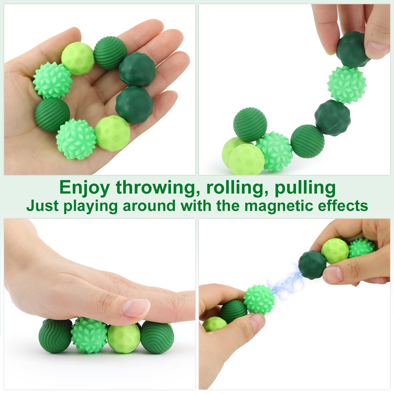 Quiet Magnetic Balls Sensory Fidget Toys 8 pcs Silicone Coating Magnets Stress Ball for ADHD Autism Adults Teens Office Fidgets Women Men Girls Boys Focus Gadgets 4 Different Statisfying Textures - Image 3